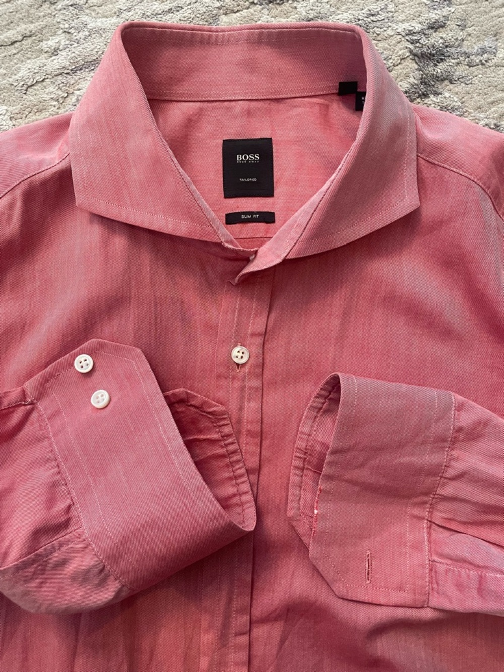 Hugo Boss - all cotton pink dress shirt Size 43 (17”neck)